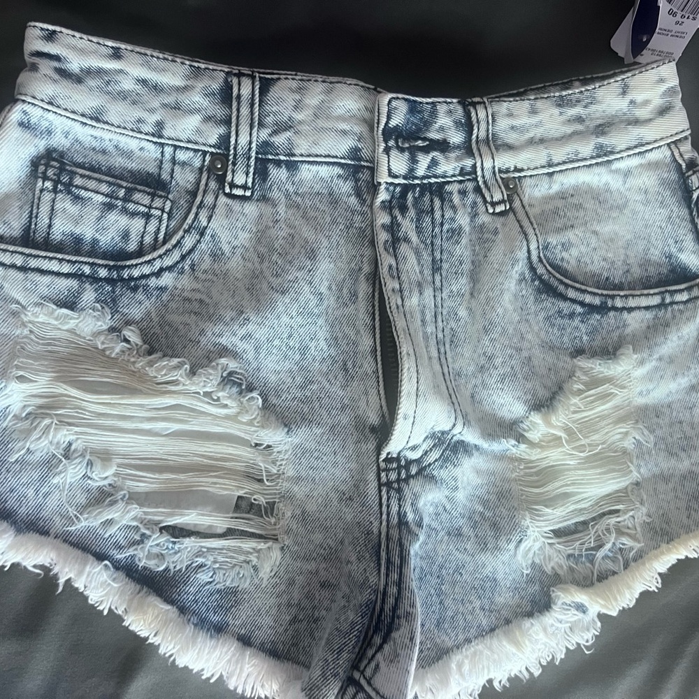 Forever 21 Light Blue Distressed Jean Shorts
